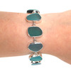 Aqua Ombre Sea Glass 9 Stone Bracelet on model for color reference. 