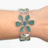 Aqua and Seafoam Flower Sea Glass Multi-Stone Toggle Bracelet on wrist for color reference