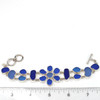 Cobalt and Cornflower Sea Glass Ombre Flower Toggle Bracelet on ruler for size reference