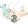 Seafoam Ice Sea Glass Forget Me Not Garden Necklace