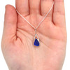 Cobalt Bright Sea Glass Lunar Drop Charm on model for color reference. 