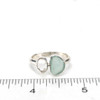 Aqua Light Sea Glass and Herkimer Diamond Double Ring - Size 9 on ruler for size reference.