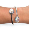 Abalone Teardrop Embrace Cuff Bracelet on model for color reference.