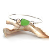 Green Organic Sea Glass Bezel Bangle Bracelet