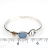 Cornflower Sea Glass Two Tone Swirl Bangle Bracelet on ruler for size reference