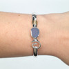 Cornflower Sea Glass Two Tone Swirl Bangle Bracelet on wrist for color reference