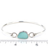 Aqua Gumdrop Sea Glass Bezel Bangle Bracelet on ruler for size reference.