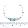 Aqua Sky Sea Glass and Pearl Daisy Bracelet on ruler for size reference.