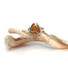 Amber Sea Glass Lily and Vine Ring - Size 9