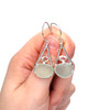 Seafoam Sea Glass and Herkimer Diamond Double Lunar Drop Earrings on model for color reference.
