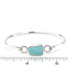 Aqua Rectangle Sea Glass Bezel Bangle Bracelet on ruler for size reference.