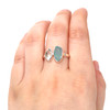 Aqua Allure Sea Glass and Herkimer Diamond Double Ring - Size 9 on model for color reference.