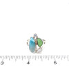 Green Sea Glass Larimar and Pearl Mosaic Split Band Ring - Size 9 on ruler for size reference.