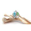 Green Sea Glass Larimar and Pearl Mosaic Split Band Ring - Size 9