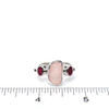 Pink Sea Glass and Ruby 5 Stone Ring - Size 9 on ruler for size reference.