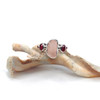 Pink Sea Glass and Ruby 5 Stone Ring - Size 9