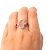 Pink Sea Glass and Ruby 5 Stone Ring - Size 9 on model for color reference.