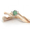 Aqua Teal Sea Glass Lily Ring - Size 9