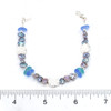 Aqua and Cornflower Sea Glass Shimmer Beaded Bracelet on ruler for size reference.
