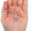  Lavender Long Sea Glass Dancing Starfish Shimmer Necklace in hand for color reference