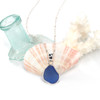 Cornflower Deep Sea Glass Single Bezel Necklace