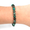 African Turquoise Beaded Stretch Bracelet on model for color reference. 