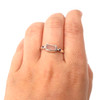 Pink Sea Glass and Ruby Simple Ring - Size 9 on model for color reference.