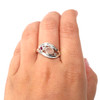 Pink Petal Sea Glass and Ruby Wavy Ring - Size 9 on model for color reference.