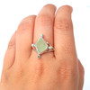 Seafoam Sea Glass and Peridot Tide Point Ring - Size 9 on model for color reference.