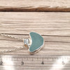 Insta Sale - Aqua Sea Glass Smile Horizon Slide Bail Necklace - MM on ruler for size reference. 