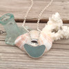 Insta Sale - Aqua Sea Glass Smile Horizon Slide Bail Necklace - MM