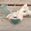 Insta Sale - Aqua Sea Glass Pointed Heart Horizon Slide Bail Necklace -  MM