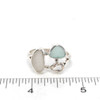 Aqua and White Sea Glass and Herkimer Diamond Trio Ring - Size 9 on ruler for size reference.