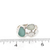 Sky Sea Glass and Herkimer Diamond Trio Ring - Size 9