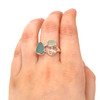 Sky Sea Glass and Herkimer Diamond Trio Ring - Size 9 on model for color reference.