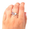 Pink Sea Glass and Mother of Pearl Costal Trio Ring - Size 9
