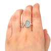 Aqua Oasis Sea Glass and Herkimer Double Ring - Size 9 on model for color reference.