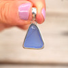 Insta Sale Cornflower Triangle Sea Glass Bezel Necklace - MM on model 