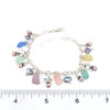 Pastel Sea Glass and Pearl Charm Bracelet on ruler for size reference.