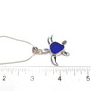 Cobalt Turtle Drop Sea Glass Earring and Necklace Set with necklace on ruler for size reference