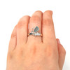 Aqua Bright Sea Glass Butterfly Ring - Size 9 on model for color reference.