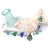 Tropical Sea Glass and Gray Pearl Oyster Charm Bracelet