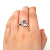 Cornflower Smooth Sea Glass Butterfly Ring - Size 9 on model for color reference.