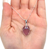 Purple Sea Glass and Amethyst Drop Necklace on model for color reference.