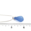 Cornflower Curve Sea Glass Simple Drop Necklace on ruler for size reference