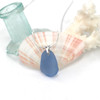 Cornflower Curve Sea Glass Simple Drop Necklace