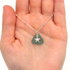 Aqua Sea Glass and Petite Starfish Charm Necklace on model for color reference. 