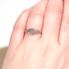 Cornflower Sea Glass and Lab Diamond Nova Ring  on model