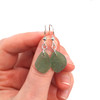 Olive Leaf Sea Glass Simple Drop Sea Glass Earrings on model for color reference