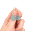 Aqua Allure Sea Glass Simple Drilled Earrings on model for color reference.